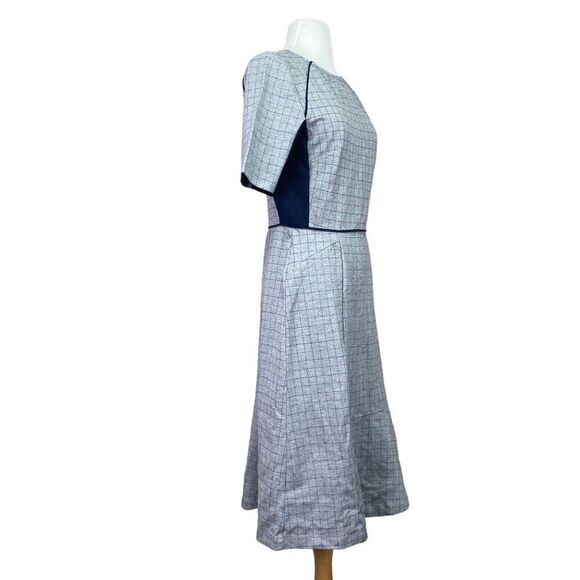 Betabrand Career Dress Gray Red Navy Check Size Medium - Picture 2 of 7